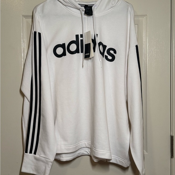 Adidas White Hoodie with Black Stripes size 3X - Picture 3 of 8